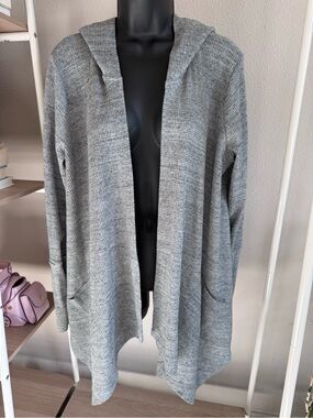 SPLENDID Gray Hooded Open-Front Cardigan Soft Knit